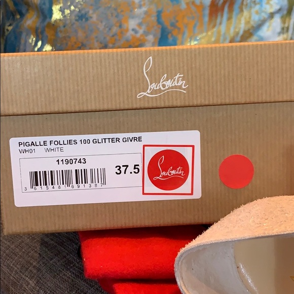 Louboutin Pigae Follies 100 Glitter Givre 37.5 - Picture 6 of 7